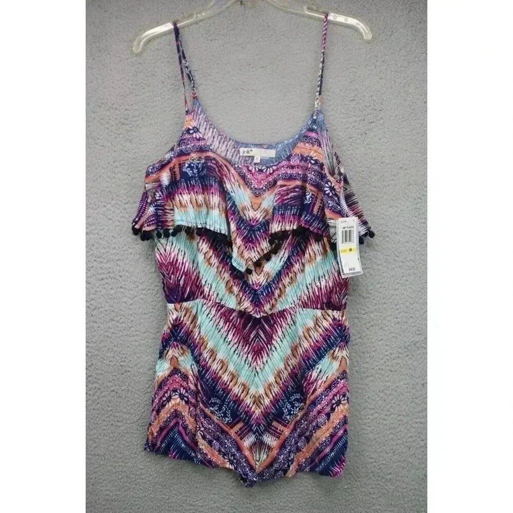 Jolt Multicolor Cami Straps Romper-Size Medium-New w/Tags-Boho